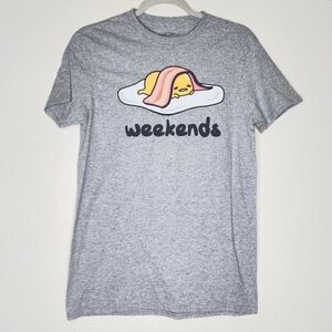 Sanrio Gudetama Gray Weekends Egg Pullover Tee S